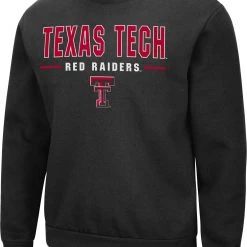 Colosseum Men's Texas Tech Red Raiders Black Time Machine Crew Pullover Sweatshirt