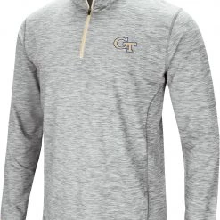 Colosseum Men's Georgia Tech Yellow Jackets Gray Rival Poly 1/4 Zip Jacket
