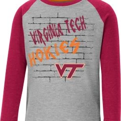 Colosseum Toddler Virginia Tech Hokies Gray East End Raglan Longsleeve T-Shirt For Girls'