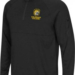 Colosseum Men's Colorado College Tigers Black Rival Quarter-Zip Pullover Shirt