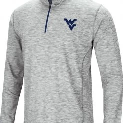 Colosseum Men's West Virginia Mountaineers Gray Rival Poly 1/4 Zip Jacket