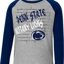 Colosseum Toddler Penn State Nittany Lions Gray East End Raglan Longsleeve T-Shirt For Girls'