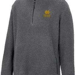 Colosseum Men's Notre Dame Fighting Irish Grey Keeping Score Sherpa 1/4 Zip Jacket