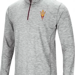 Colosseum Men's Arizona State Sun Devils Gray Rival Poly 1/4 Zip Jacket