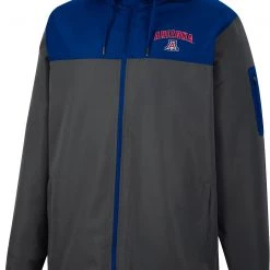 Colosseum Men's Arizona Wildcats Grey Hooded Windbreaker