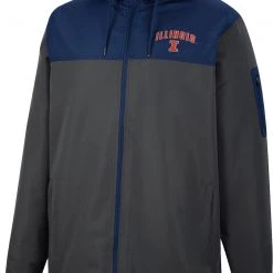 Colosseum Men's Illinois Fighting Illini Grey Hooded Windbreaker