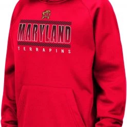 Colosseum Youth Maryland Terrapins Red Raglan Pullover Hoodie For Girls'