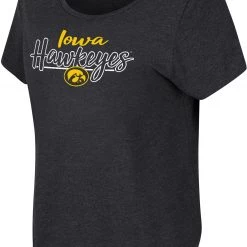 Colosseum Women's Iowa Hawkeyes Black Curved Hem T-Shirt