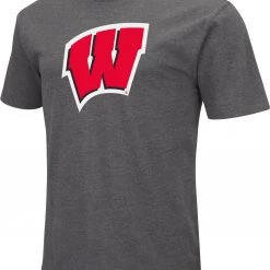 Colosseum Men's Wisconsin Badgers Grey Dual Blend T-Shirt