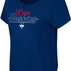 Colosseum Women's UConn Huskies Blue Curved Hem T-Shirt