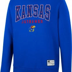 Colosseum Men's Kansas Jayhawks Blue Scholarship Pullover Sweatshirt