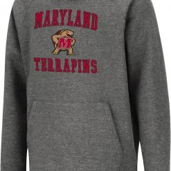 Colosseum Youth Maryland Terrapins Heather Grey Pullover Hoodie For Girls'
